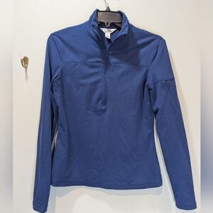 Lilly Pulitzer Navy Blue Popover 1/2 Zip With Pink Palm Pocket On Sleeve Size XS
